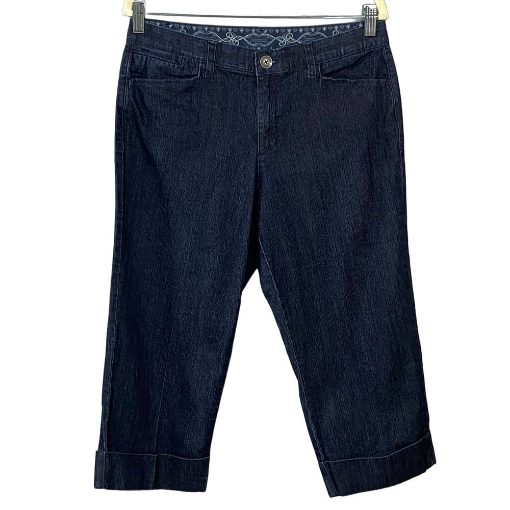 Maureen Bandolino Womens Dark Blue Mid Rise Dark Wash Capri Jeans Size 8